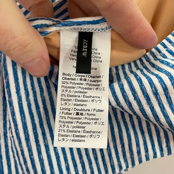 NWT J. Crew 4 Lace Up One Piece Swimsuit Faded Stripe Blue White AV281 - Picture 7 of 9